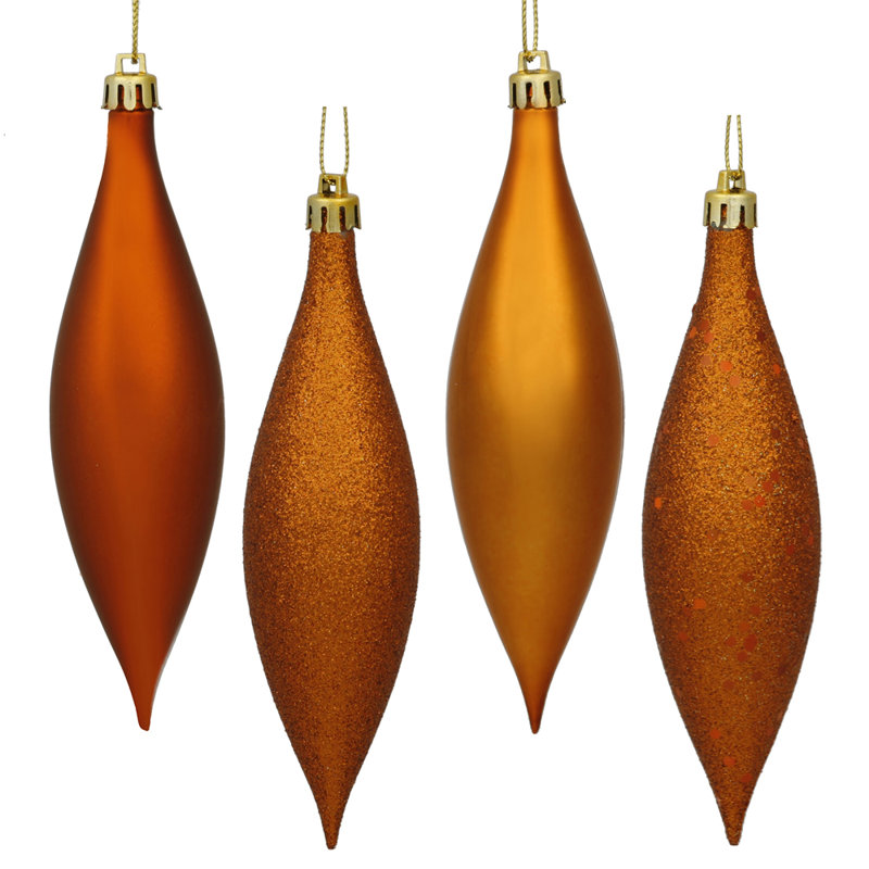 Ornement faîteau à quatre finitions sans motif, H 5,5 po x l 2 po x P 2 po, Orange bruni