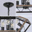 Lustre suspendu industriel en noyer de 16 po à 4 lumières, cage moderne en métal, lampe suspendue réglable pour la salle à manger-2036774776