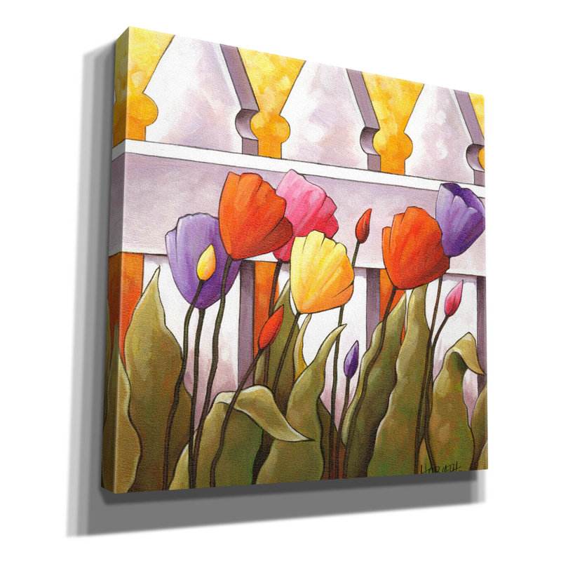 «Flower Fence 1» par Cathy Horvath-Buchanan, art mural sur toile, H 12 po x l 12 po x P 0,75 po