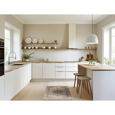 Tapis beige Tabriz lavable à la machine