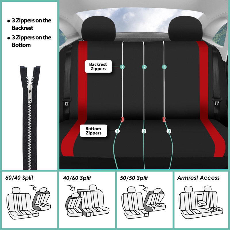 Cosmopolitan Seat Covers Full Set, Red
