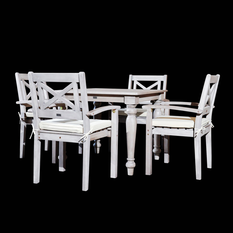 5-Piece Square Dining Set, Patio Dining Table With Chairs