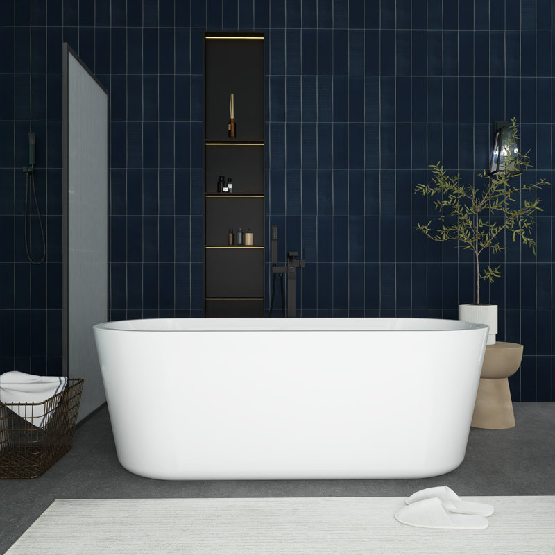 Baignoire de trempage autoportante en acrylique 63 po x 31,1 po