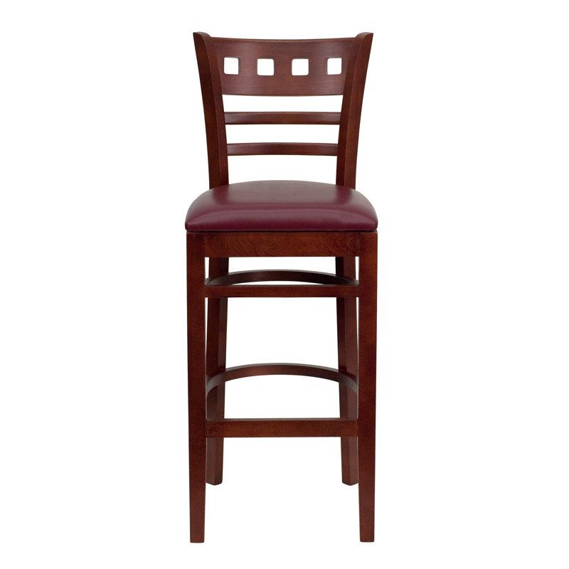 tabouret de bar en bois acajou american Chafin, Vinyle bourgogne, Ensemble de 8