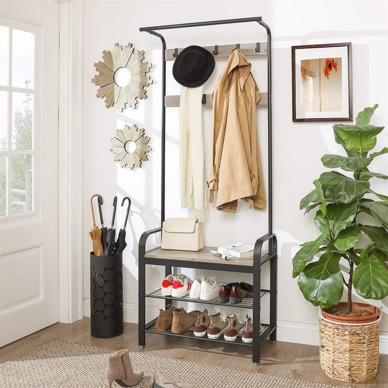 Hat and Coat Hallway Unit, Grey/Black