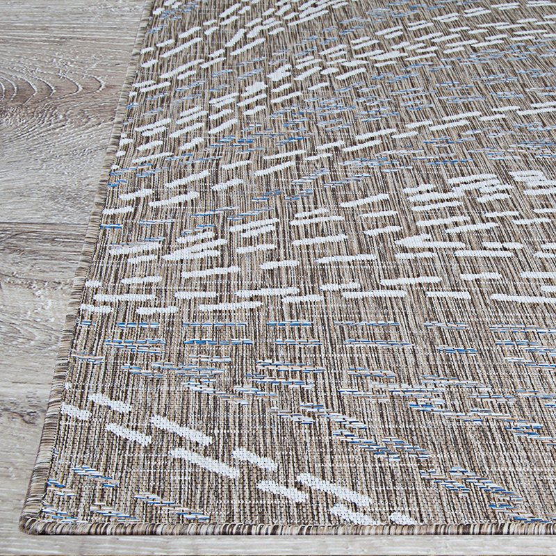 Tapis intérieur / extérieur brun clair / ivoire Torge, Tapis de couloir 2 pi 2 po x 7 pi 6 po