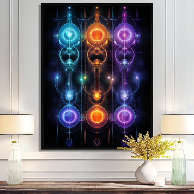 Chakra Second Movement Meditation - Geometric Wall Art Print, 32" H x 16" W x 1" D, Black Floater Framed Canvas