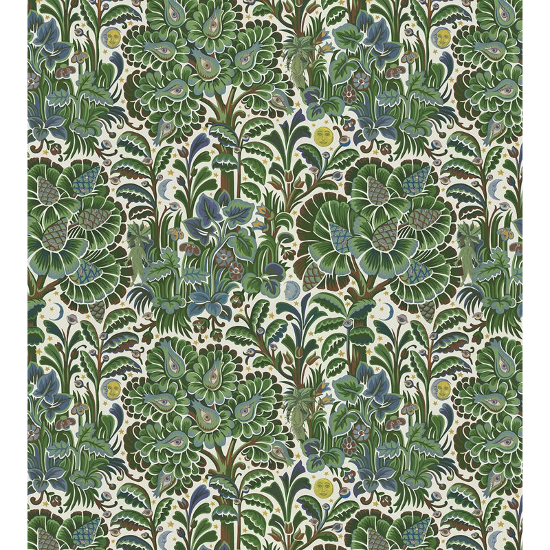 Tourmaline Moon Garden Magna Wallpaper, Verde