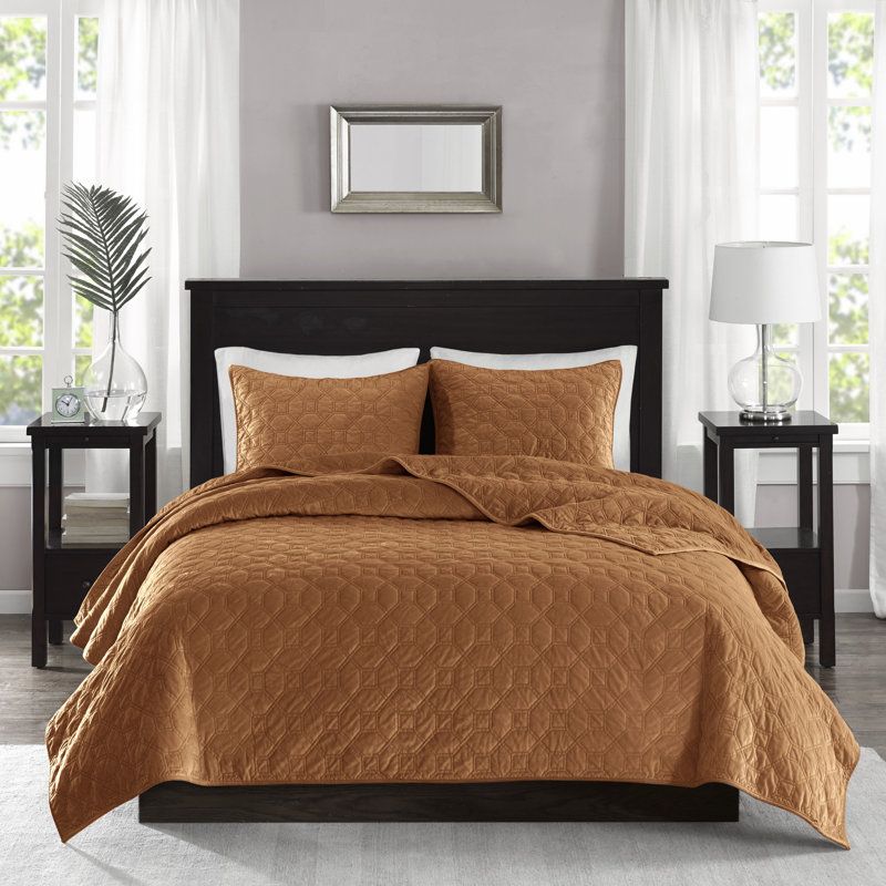 Ensemble de courtepointe pièce en velours - rouille double / grand avec confort et durabilité