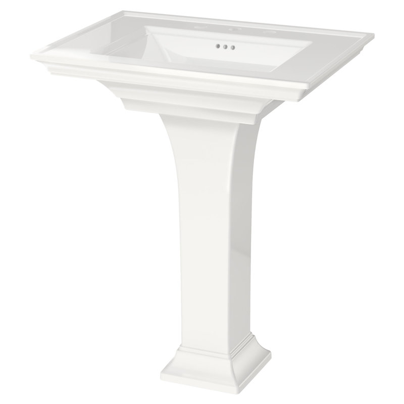 Lavabo de salle de bain rectangulaire en céramique avec trop-plein Town Square S, blanc, Robinet à large entraxe