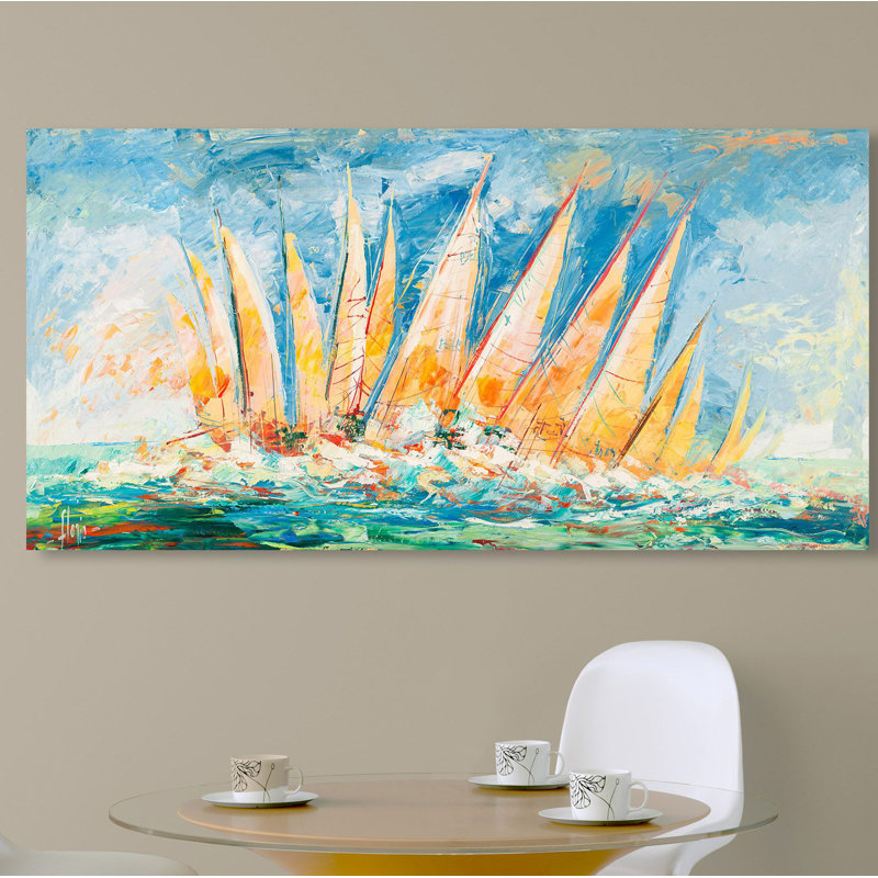 Into The Waves 1 Piece Wrapped Canvas Painting, 35cm H x 70cm W x 4cm D