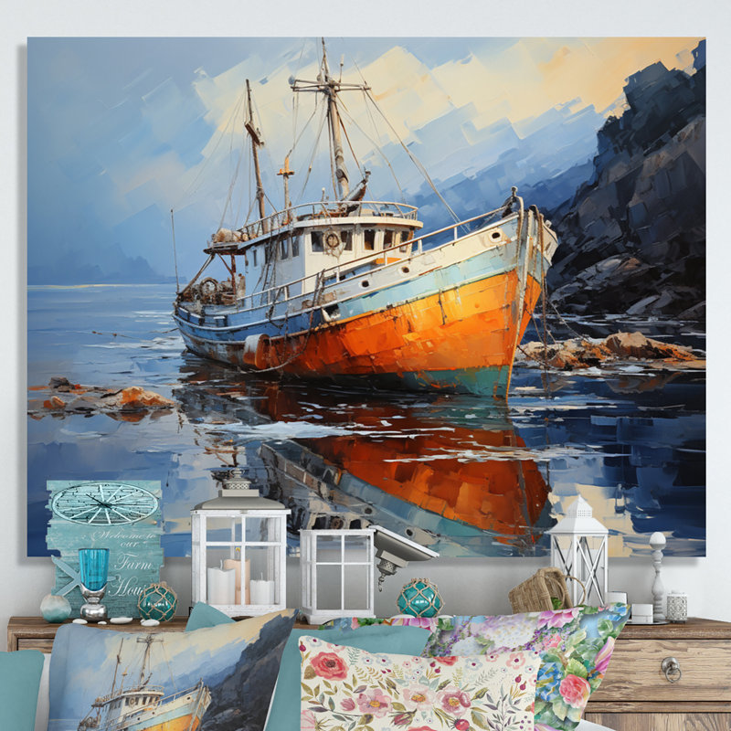 Fishing Boat Dreamy Regatta I - Transportation Canvas Prints, H 16 po x l 32 po x P 1 po, Toile tendue