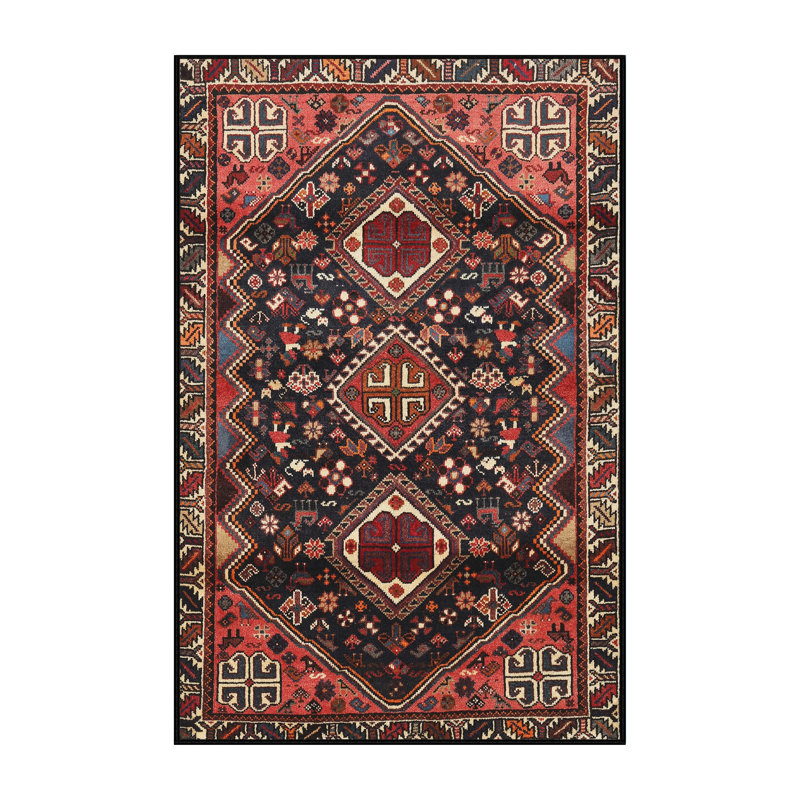 Tapis jaune clair/marron/noir Maen, Rectangle 5 pi x 7 pi