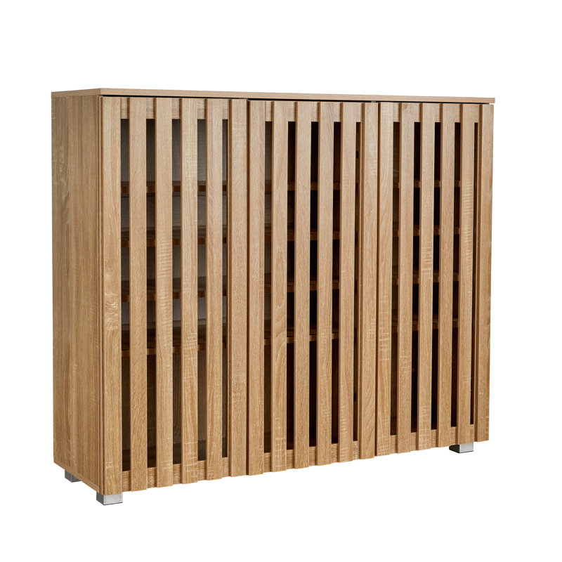Boehike 20 Pair Shoe Storage Cabinet, Medium Wood