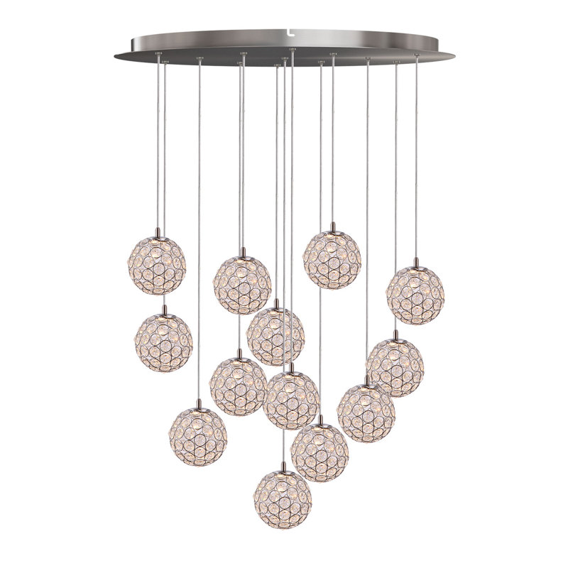 Luminaire suspendu sphère 13 lumières Tietjen, Chrome