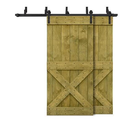 84'' Solid Wood Paneled Painted without Installation Hardware Kit Barn Door