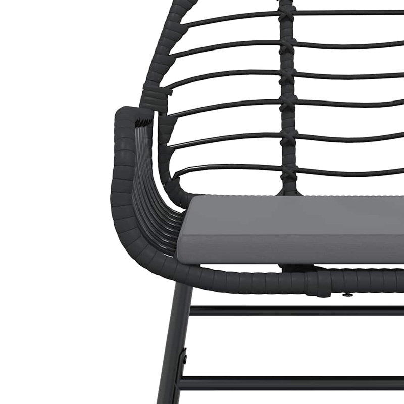 Ensemble repas de patio avec coussins en verre et poly rotin, H 29,1 po x l 31,5 po x L 31,5 po, 2, Noir / Noir