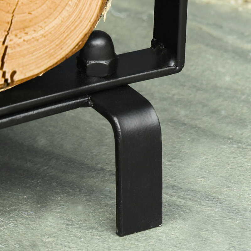 Outils de support et foyer en bois de chauffage - acier noir, capacité de 154 lb, 2 couches, pour foyer d'extérieur, 14,5 po x 13,48 po x 29,54 po, noir, intérieur, extérieur