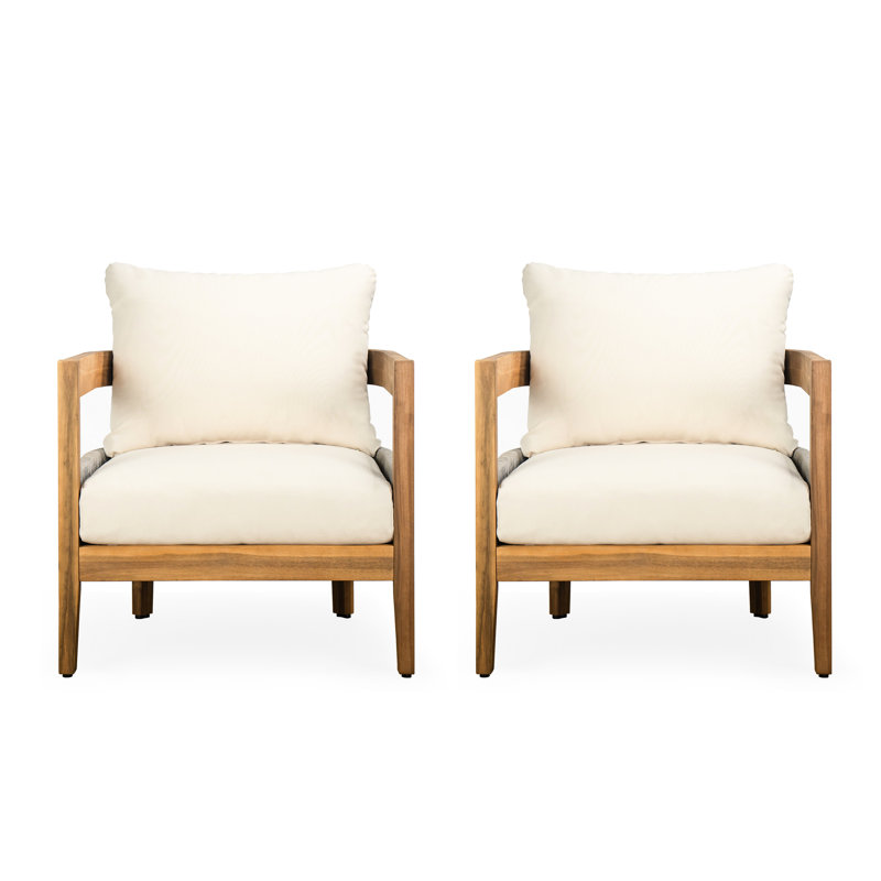 Chaise d'extérieur 2 - Coussins rembourrés épais en bois pour plus de confort avec des éléments tissés en corde