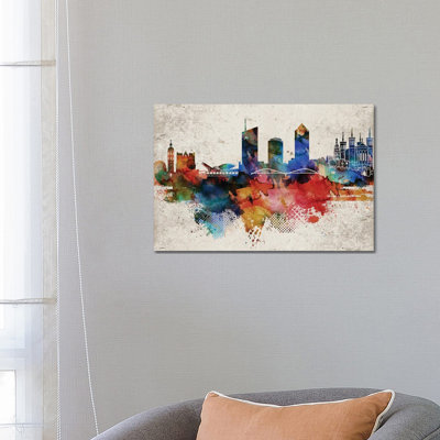 Lyon Abstract Skyline - Wrapped Canvas Gallery-Wrapped Canvas Giclée