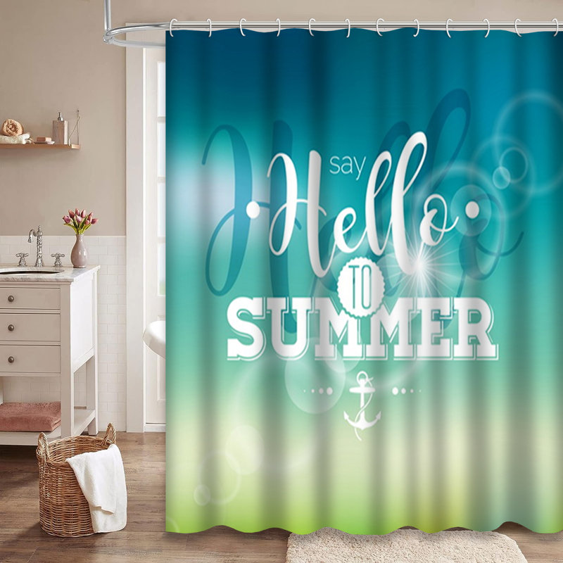 Rideau de douche avec 12 crochets Hello Summer, 72" L x 84" W