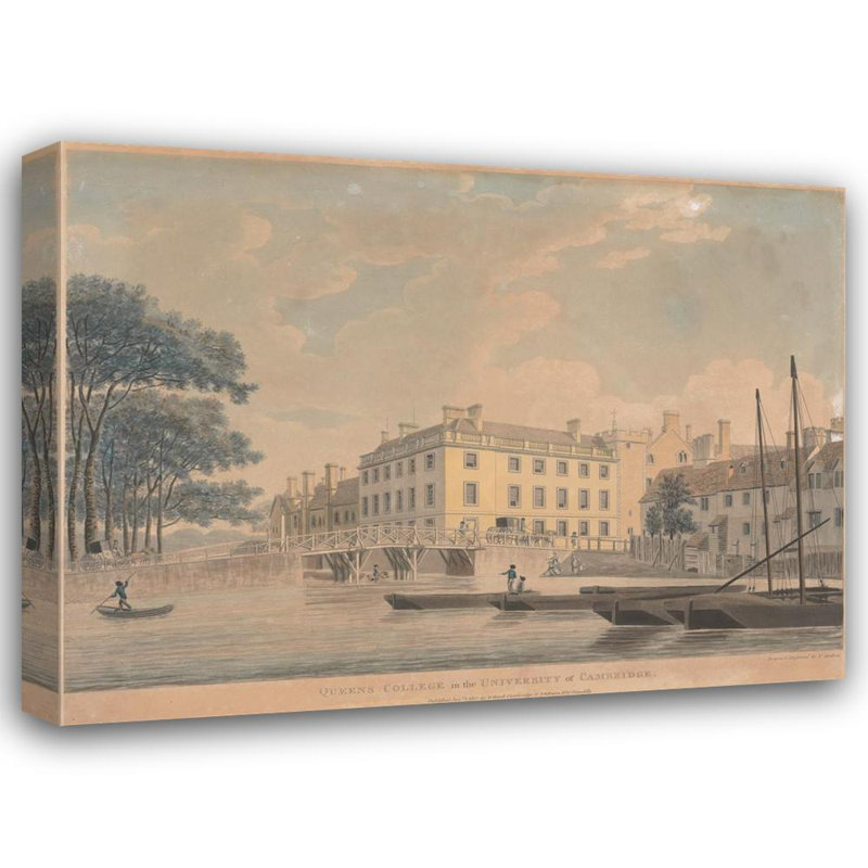 «Cambridge University; Queens College» par Thomas Malton The Younger - Art mural sur toile tendue avec châssis