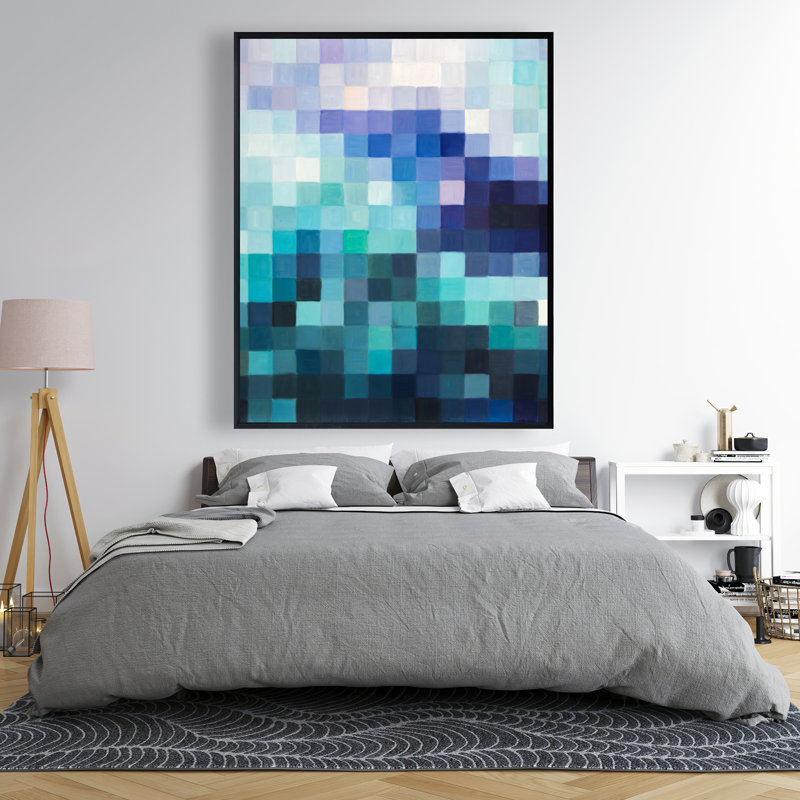 Pixelized Landscape - Shapes Modern Framed Canvas Decor