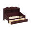 Lit de jour avec tiroirs de rangement et tablettes de tête de lit, lit de jour en bois de style rétro-75024609