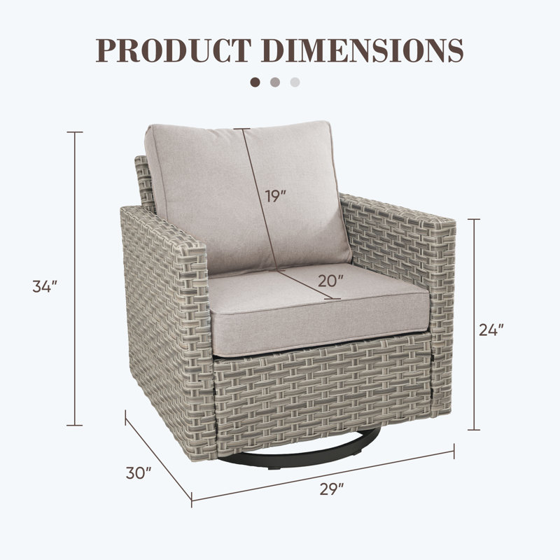 Clute Arnoltice All-Weather PE Wicker Outdoor Patio Swivel Rocking Glider Chairs With Cushions (Set Of 2), Beige