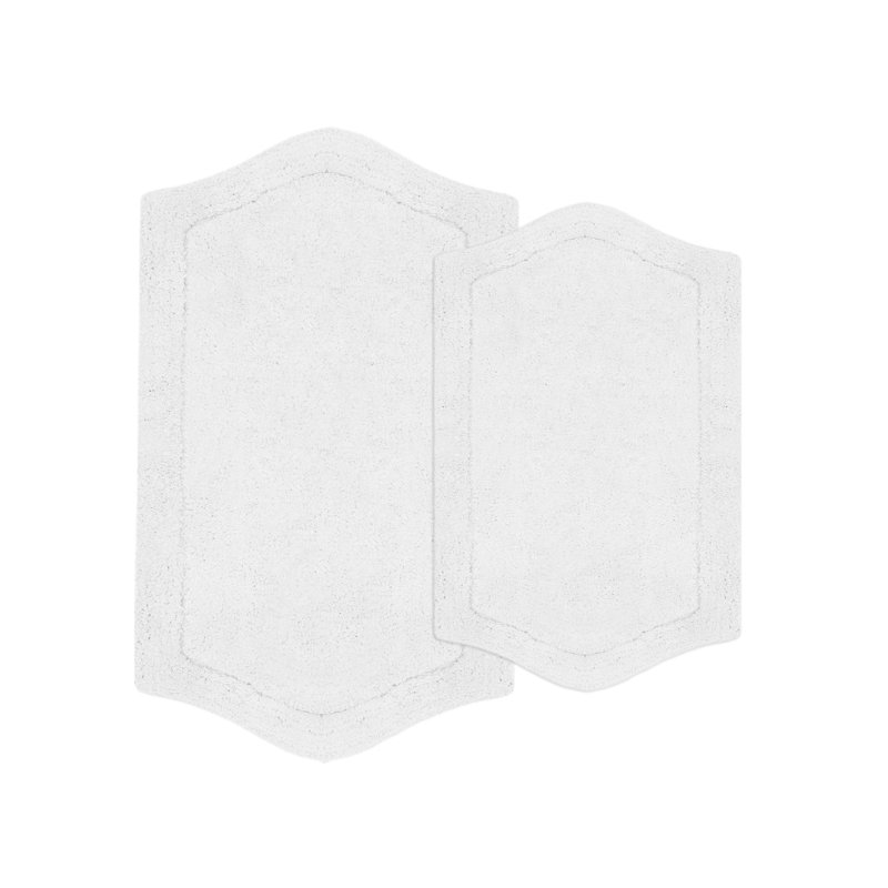 Morissette 100% Cotton Bath Rug, Non-slip, Absorbent, Machine Washable, Quick Dry 2 PCs set (21x34 / 24x40), Gris clair