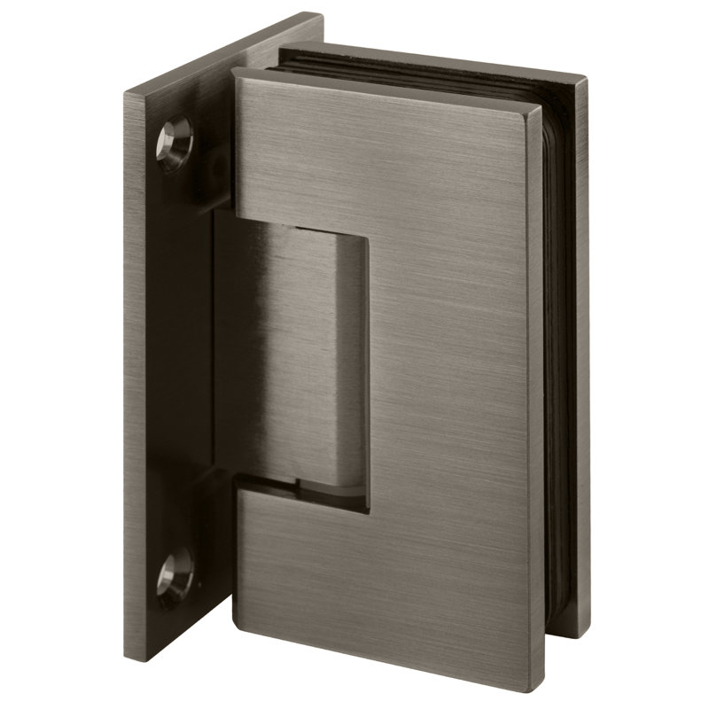  Charnière de porte de douche murale Designer Series avec plaque arrière pleine étain brossé, Étain brossé