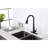 Kitchen Sink Faucet In Matte Black, Pull Down , Fingerprint , Deck Mounted, Simple Installation Black Faucets, Finish, Single Hole Mount, Easy To Control Water Temperature-1282445278