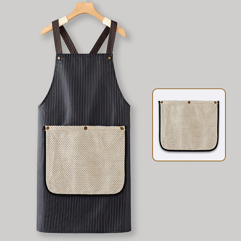 Tablier imperméable avec 2 essuie-mains détachables, tablier de cuisine à dos croisé résistant à l'huile pour la cuisson, noir