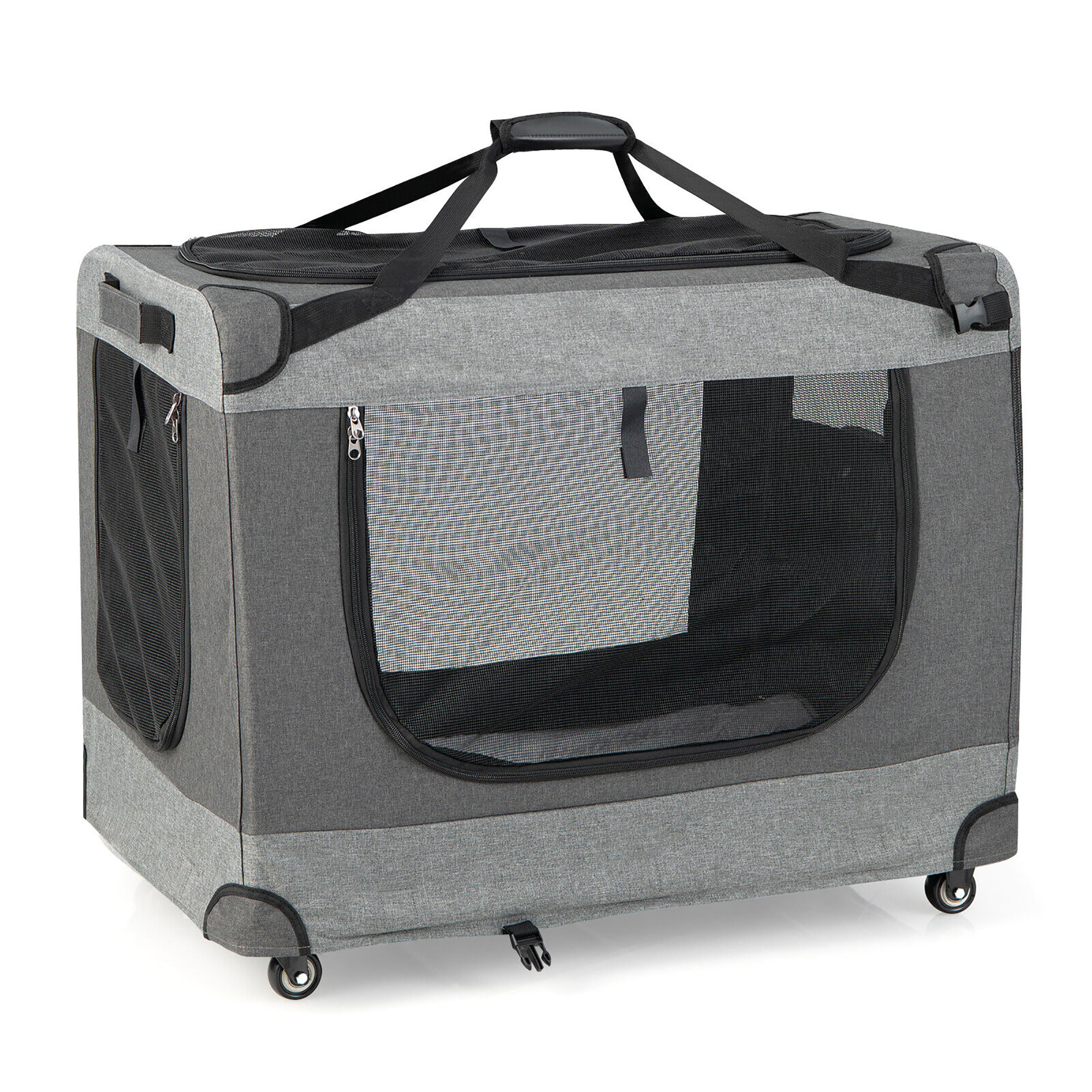 IRIS USA 19 Extra Small Pet Travel Carrier with Front and Top Access,  Black/Gray