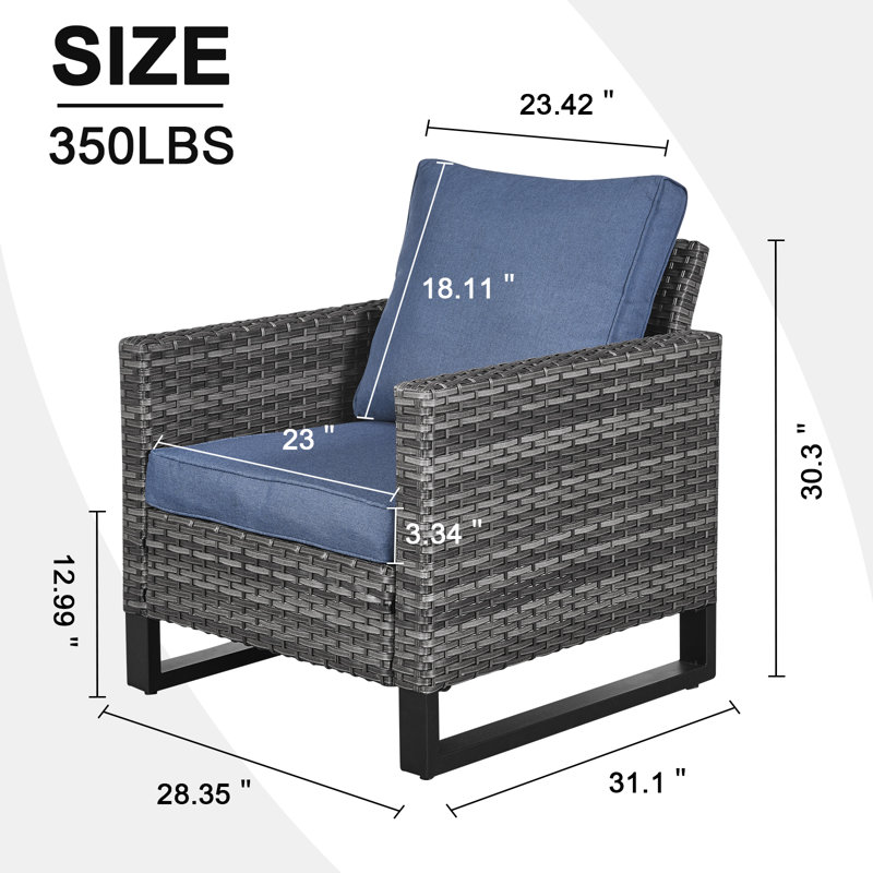 Chaises de patio avec coussin Naresa, Structure grise / coussin bleu marine