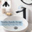 Robinet de lavabo de salle de bain monocommande à haut bec noir mat