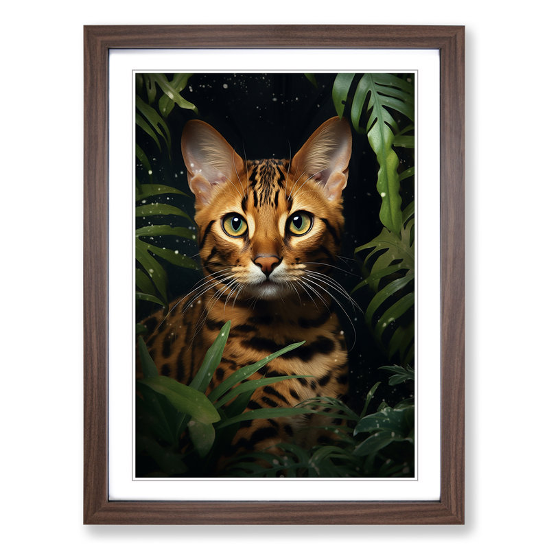 Bengal Cat Romanticism Art - Framed Print, Walnut Framed, 64cm H x 46cm W x 2cm D