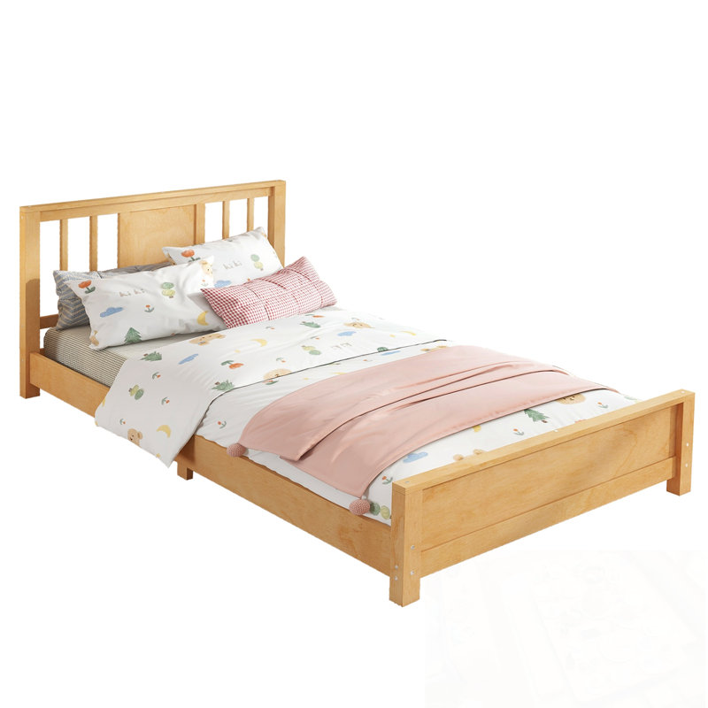 Base de lit plateforme simple avec tête de lit, Naturel