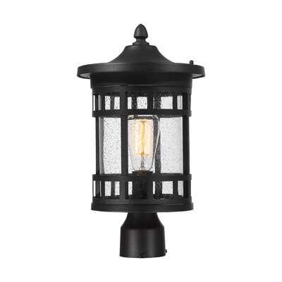 Lanterne extérieure pour l'extérieur - lampadaire imperméable (noir, hauteur de 16,5 pouces)