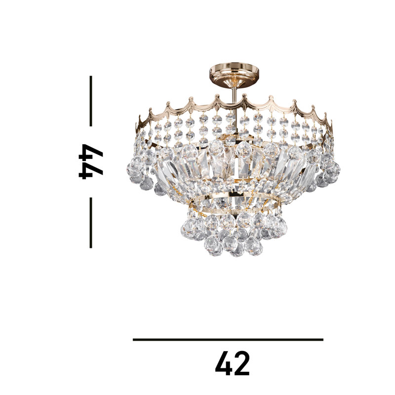 Branden Semi Flush Mount, Gold Plated