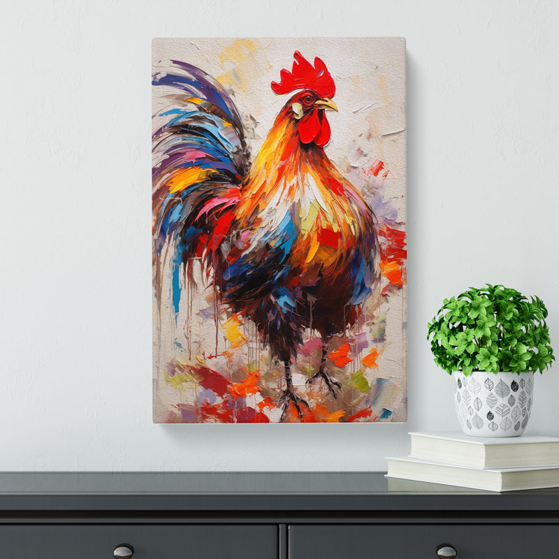 Rooster Gestural - No Frame Print, 50cm H x 35cm W x 3cm D