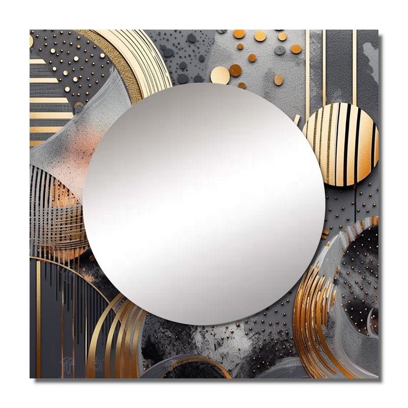 Lilram - Miroir carré abstrait en marbre pour décoration murale, 23 po x 23 po