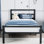 Metal Bed Frame With Headboard, Industrial Platform Design