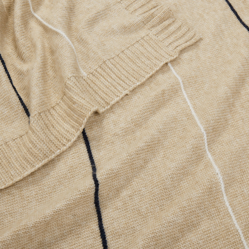Jeté rayé en tricot Brooklyn Loom, Tan