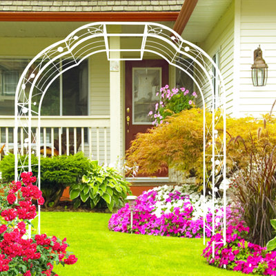 Treillis métallique de jardin en métal H 98,4 po x l 74,4 po, blanc crème - Trellis 74,4 po x 98,4 po pour l'extérieur