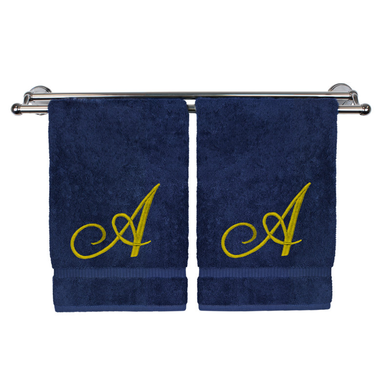 Super Plush Washcloth, Navy/Gold, A