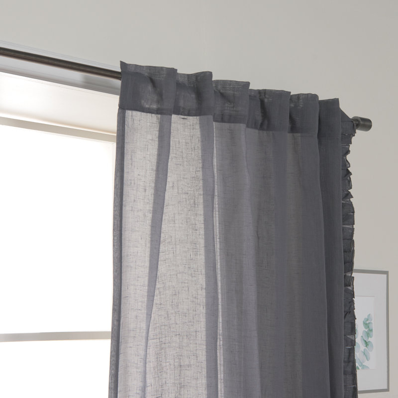 Kane Semi Sheer Curtains / Drapes Pair, Dark Gray