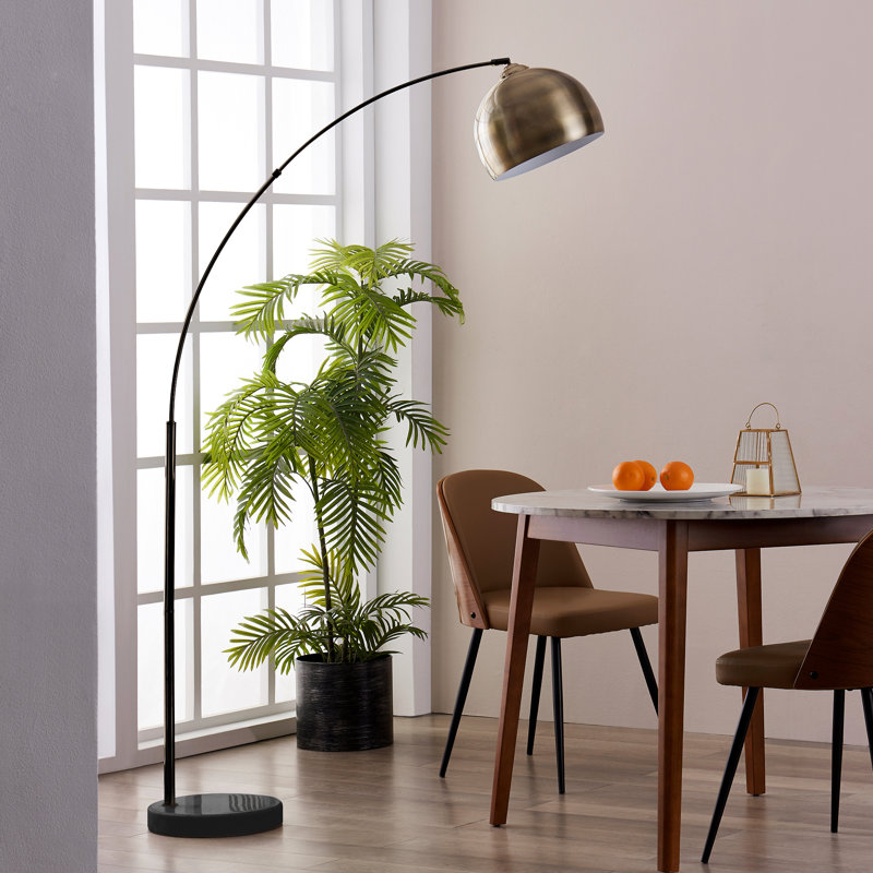 Hartfield 173cm Arched Floor Lamp, Black Marble, Brass