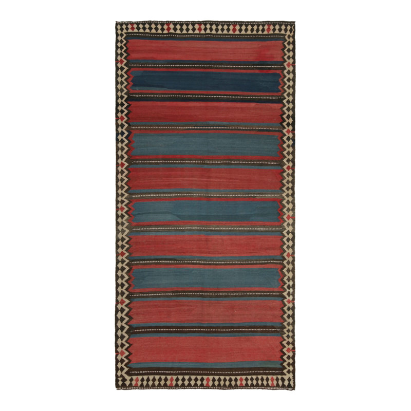 Wool Area Rug in Red/Blue