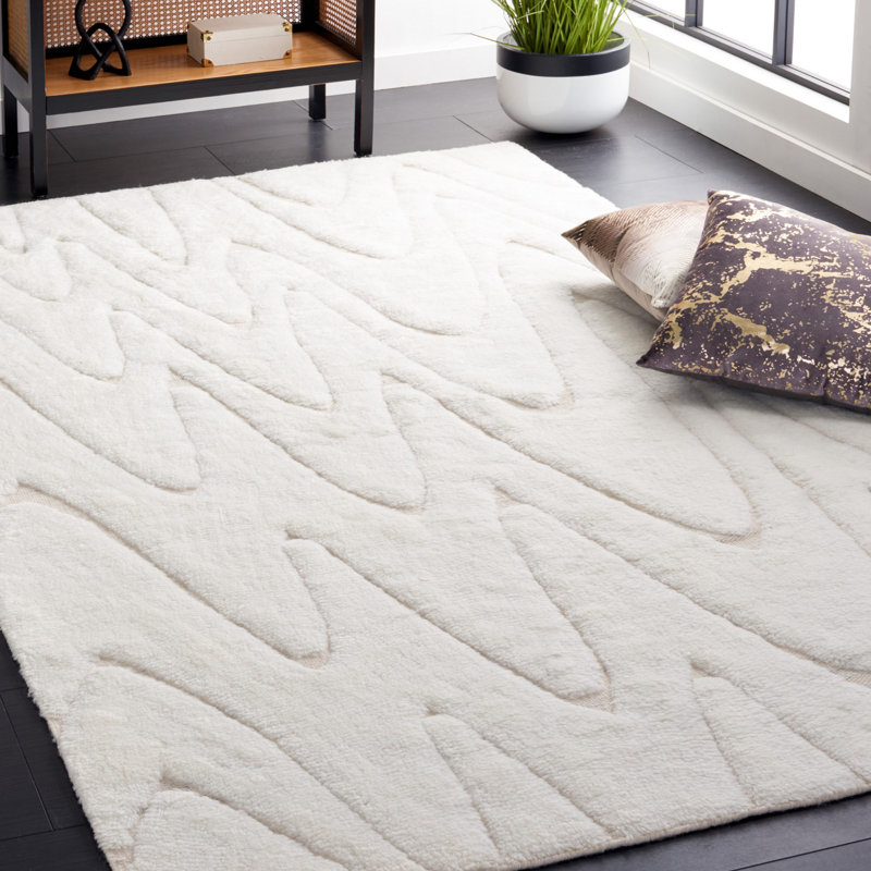Martinique Solid Color Handmade Flatweave Wool/Cotton Area Rug in Ivory/Beige, Rectangle 4' x 6'